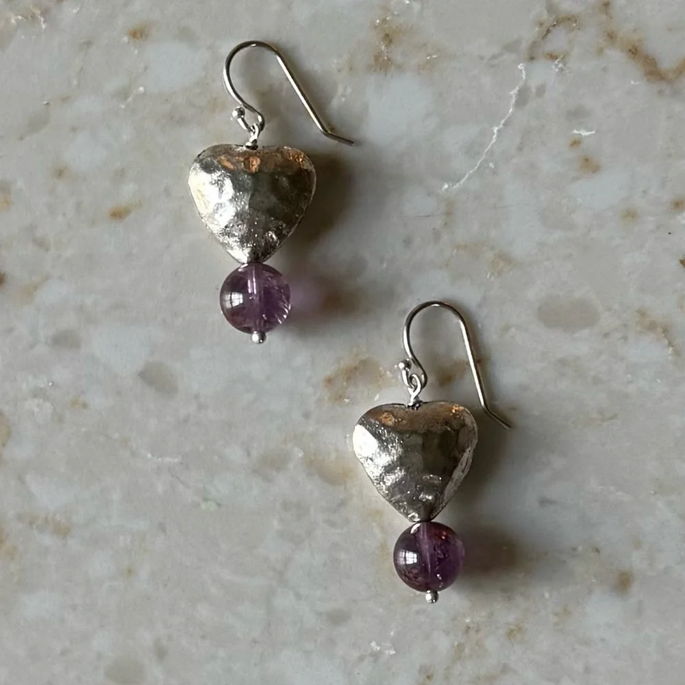 NWOT Sundance Gentle Heart Earrings, Melody Stone, Sterling Silver